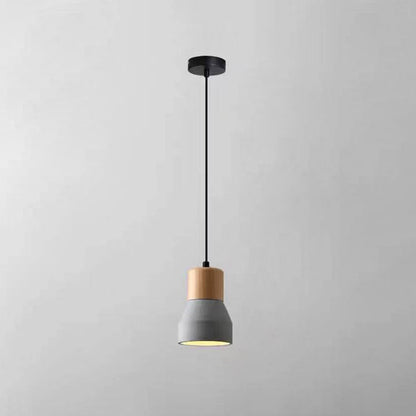 Nowoczesna Lampa Wisząca z Cementu i Drewna o Industrialnym Designie