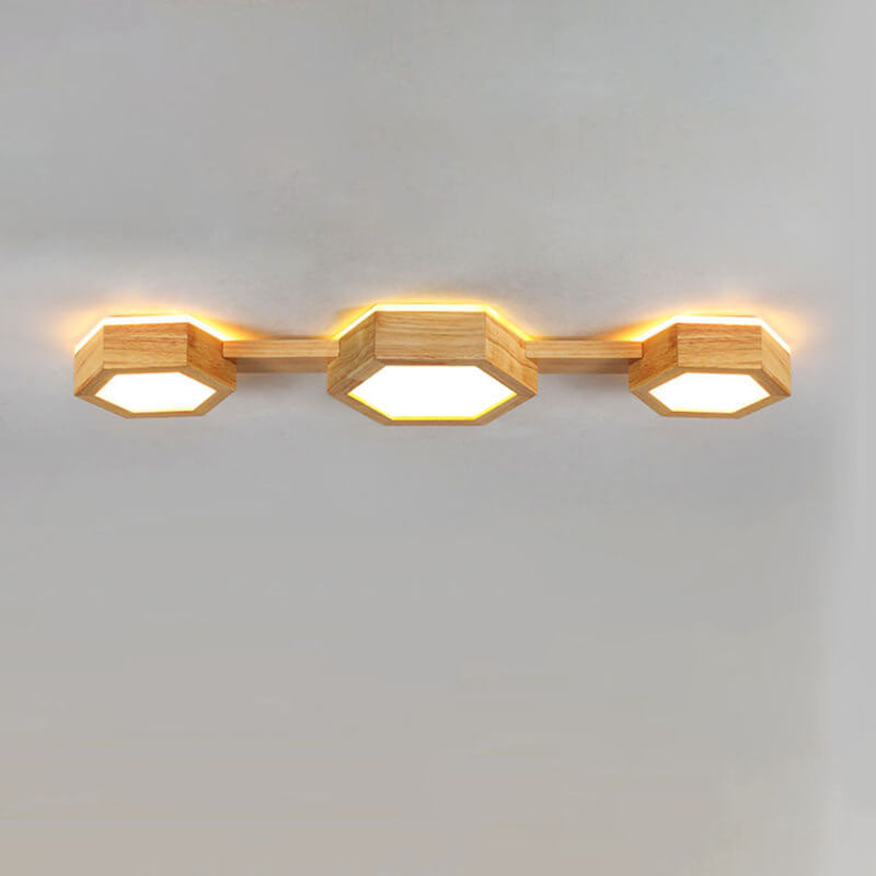 Nowoczesna drewniana lampa sufitowa Japandi LED – 1/2/3 reflektory