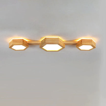 Nowoczesna drewniana lampa sufitowa Japandi LED – 1/2/3 reflektory