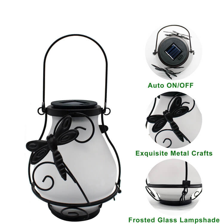 Decorative Solar LED Garden Lamp – Black – (1 LED)