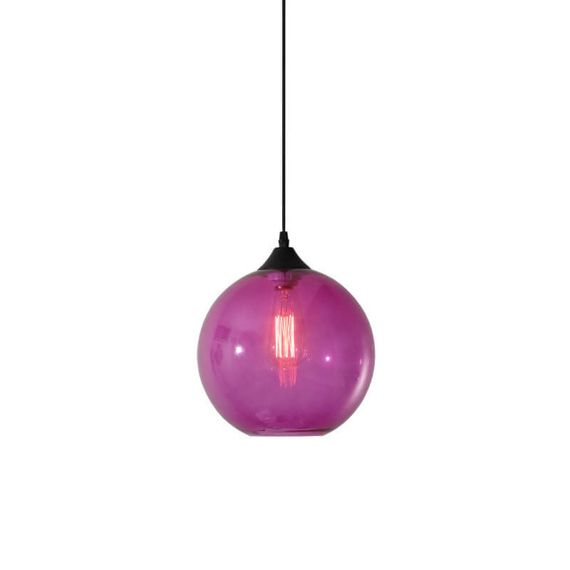 Modern Glass Hanging Lamp in Various Colors with Spherical Design
