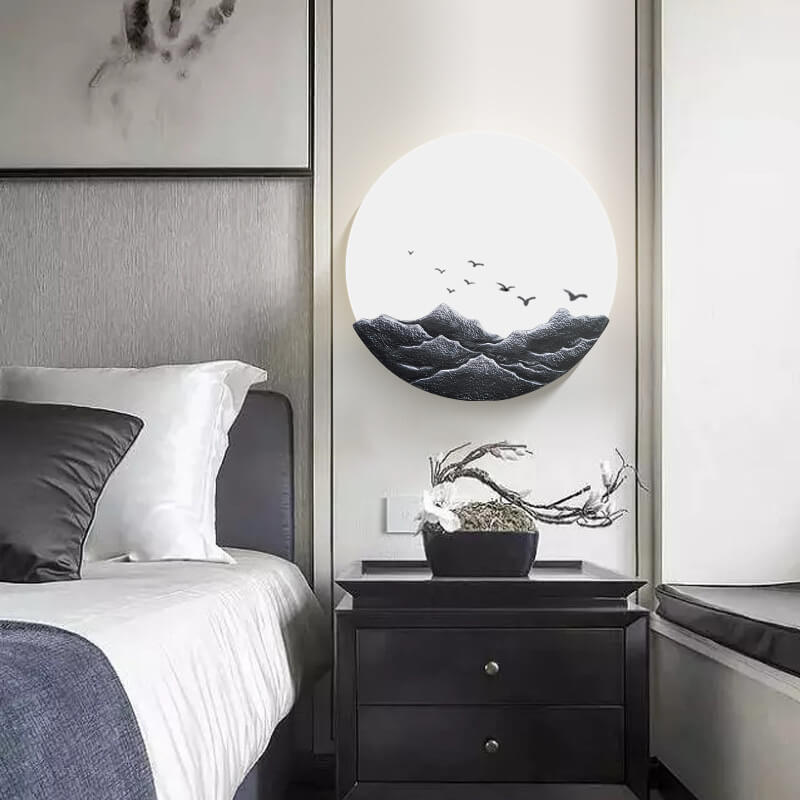 Azjatycka Lampa Ścienna z Minimalistycznym Designem – Żelazo, Akryl i Żywica – LED