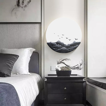 Azjatycka Lampa Ścienna z Minimalistycznym Designem – Żelazo, Akryl i Żywica – LED