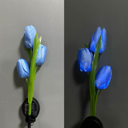 Solarny LED Lampa Ogrodowa z Motywem Tulipana – Różowa/Fioletowa/Niebieska/Żółta – (1 LED)