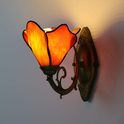 Designer glass and iron wall lamp - many colours