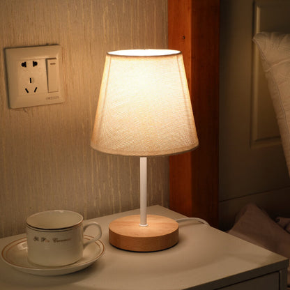 Scandinavian Modern Wooden Table Lamp with Built-in LED - USB Plug