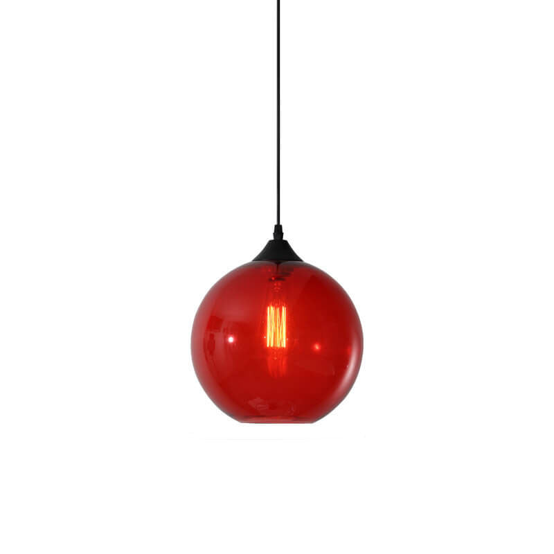 Modern Glass Hanging Lamp in Various Colors with Spherical Design