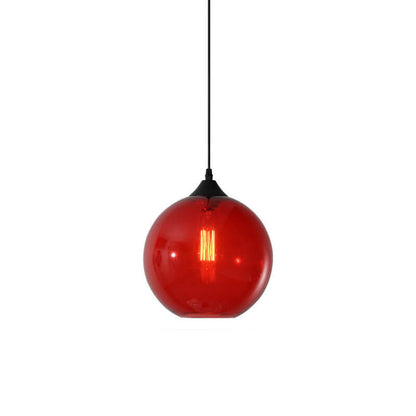 Modern Glass Hanging Lamp in Various Colors with Spherical Design