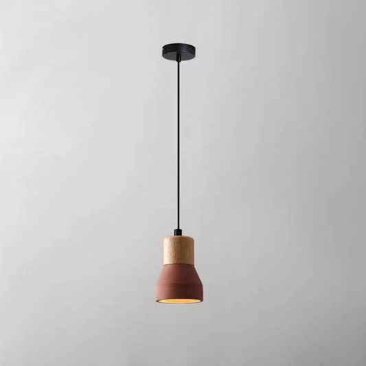 Nowoczesna Lampa Wisząca z Cementu i Drewna o Industrialnym Designie