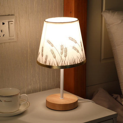 Scandinavian Modern Wooden Table Lamp with Built-in LED - USB Plug