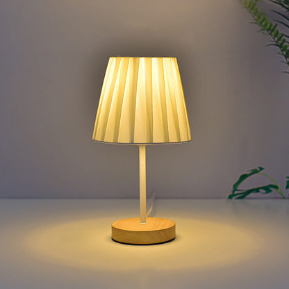 Scandinavian Modern Wooden Table Lamp with Built-in LED - USB Plug
