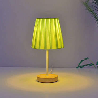 Scandinavian Modern Wooden Table Lamp with Built-in LED - USB Plug