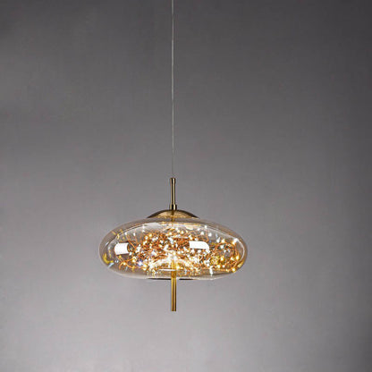 Urokliwa skandynawska szklana lampa wisząca LED o ciepłym designie – dostępna w bursztynowym lub antracytowym wykończeniu