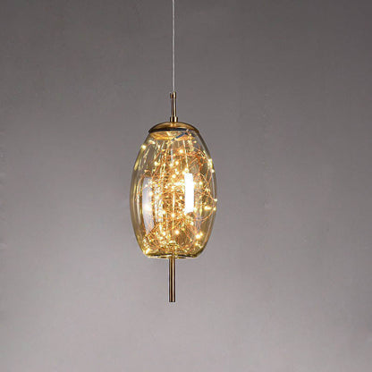 Urokliwa skandynawska szklana lampa wisząca LED o ciepłym designie – dostępna w bursztynowym lub antracytowym wykończeniu