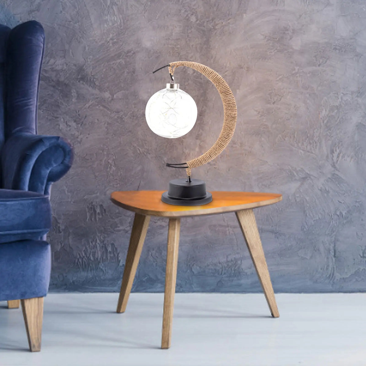 Elegancka Klimatyczna Lampa Stołowa LED ze Szkła w Kształcie Księżyca z Ciepłym Światłem