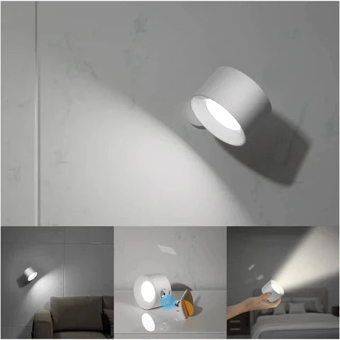 Wielofunkcyjna Lampa Ścienna Bezprzewodowa – Ładowalna, Ściemnialna i z Obrotem 360°