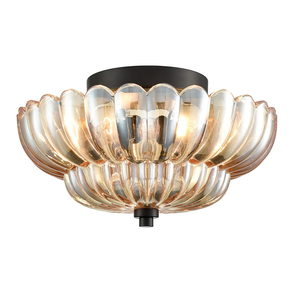 Vintage lampa sufitowa z bursztynowego szkła — elegancki akcent do każdego wnętrza