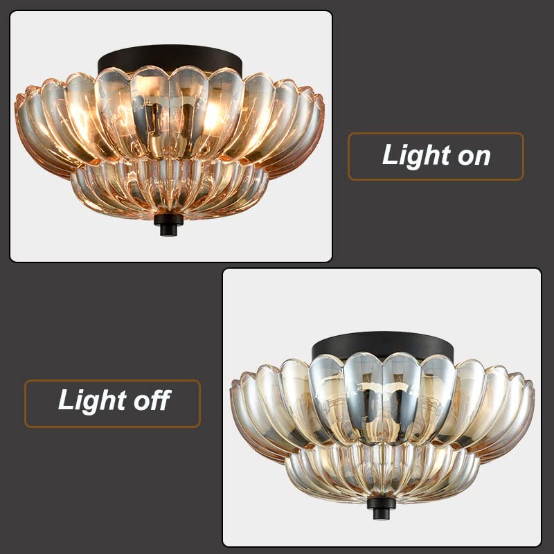 Vintage lampa sufitowa z bursztynowego szkła — elegancki akcent do każdego wnętrza