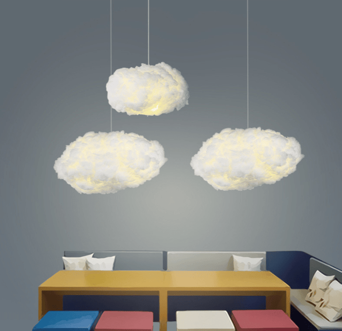 Lampa Wisząca w Kształcie Chmurki z Bawełny – Zimowy Wzór