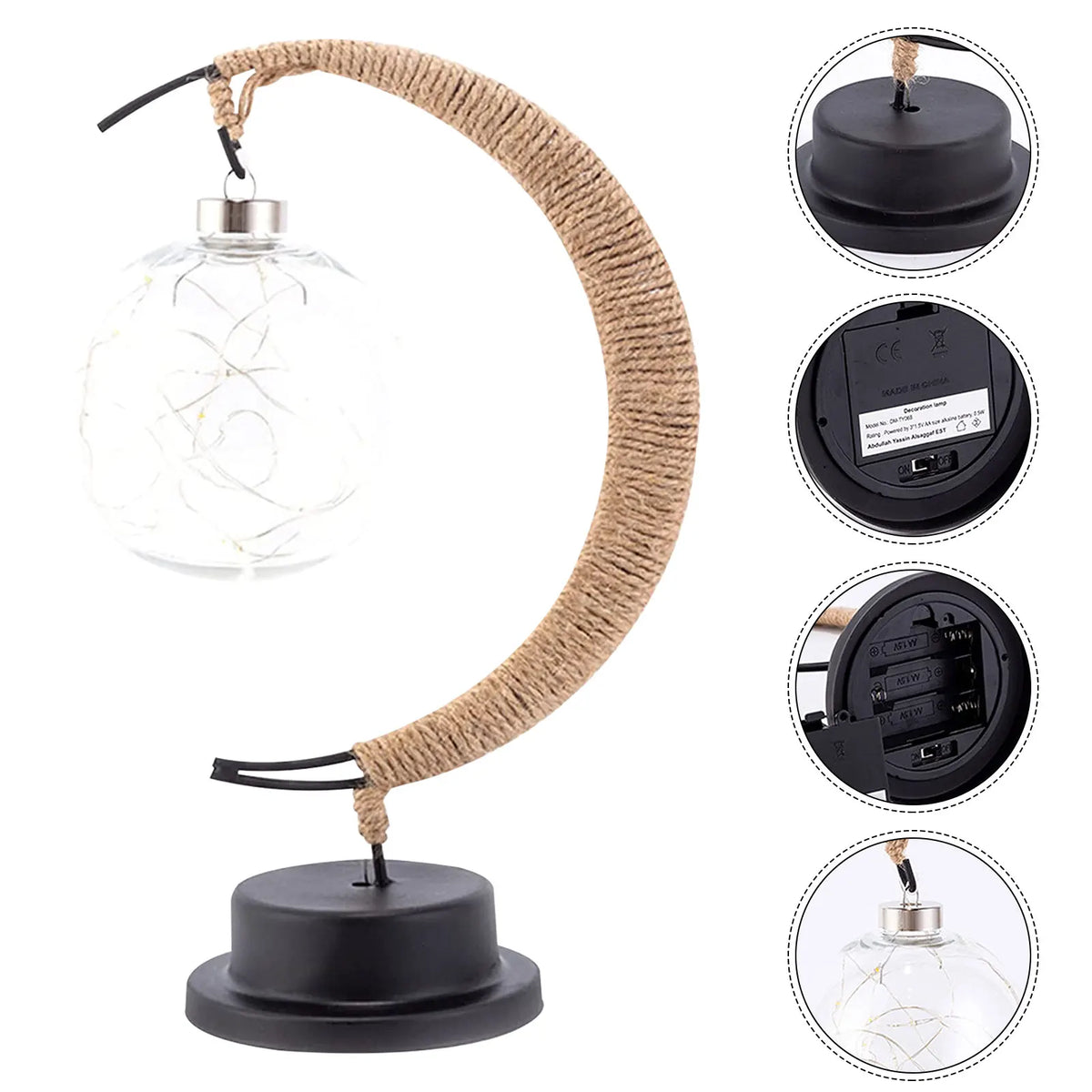 Elegancka Klimatyczna Lampa Stołowa LED ze Szkła w Kształcie Księżyca z Ciepłym Światłem