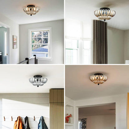 Vintage lampa sufitowa z bursztynowego szkła — elegancki akcent do każdego wnętrza