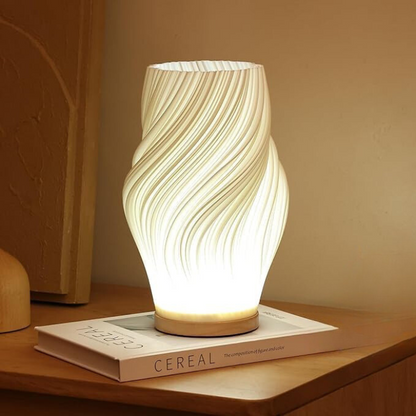 Przytulna lampa stołowa LED z funkcją ściemniania i stylowym wzorem fal
