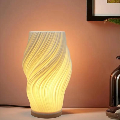 Przytulna lampa stołowa LED z funkcją ściemniania i stylowym wzorem fal
