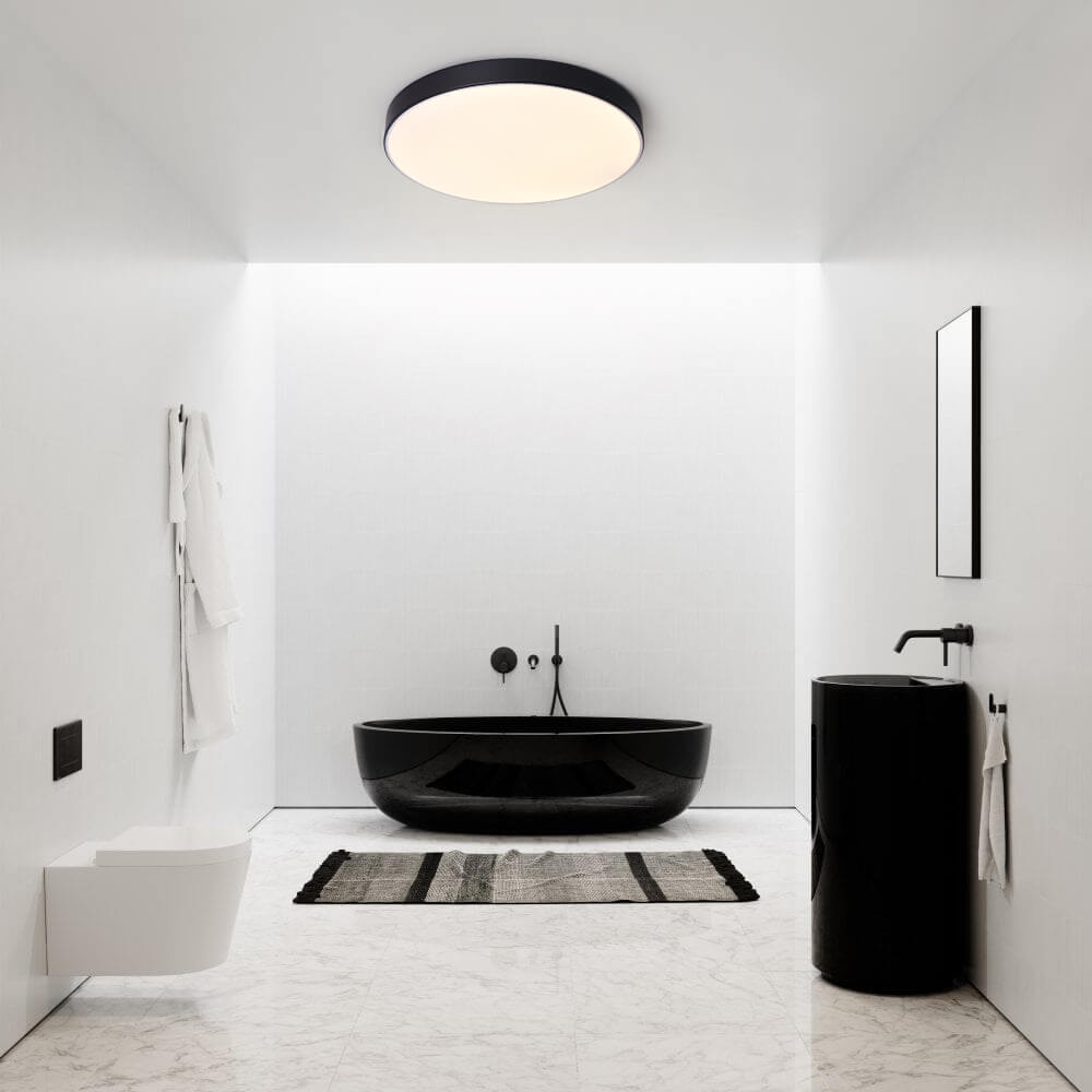 Erda – Nowoczesna LED Lampa Sufitowa z Abażurem z Akrylu (Czarna, 40/50 cm)