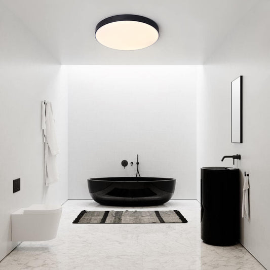 Erda – Nowoczesna LED Lampa Sufitowa z Abażurem z Akrylu (Czarna, 40/50 cm)