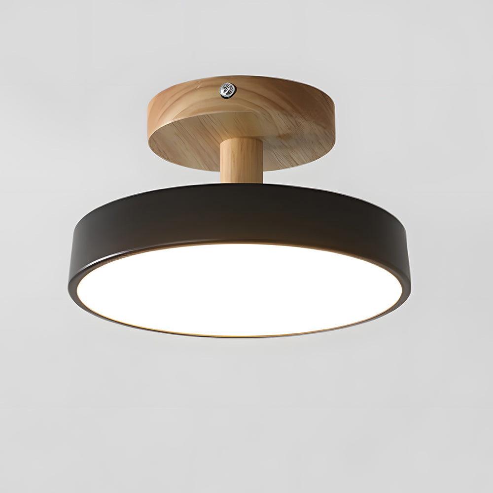 Skandynawska Lampa Sufitowa z Drewnianą Bazą – Subtelny Pastelowy Design