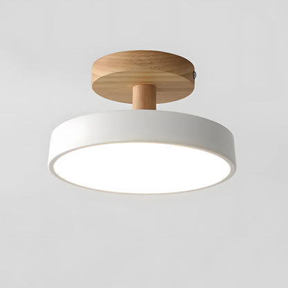 Skandynawska Lampa Sufitowa z Drewnianą Bazą – Subtelny Pastelowy Design