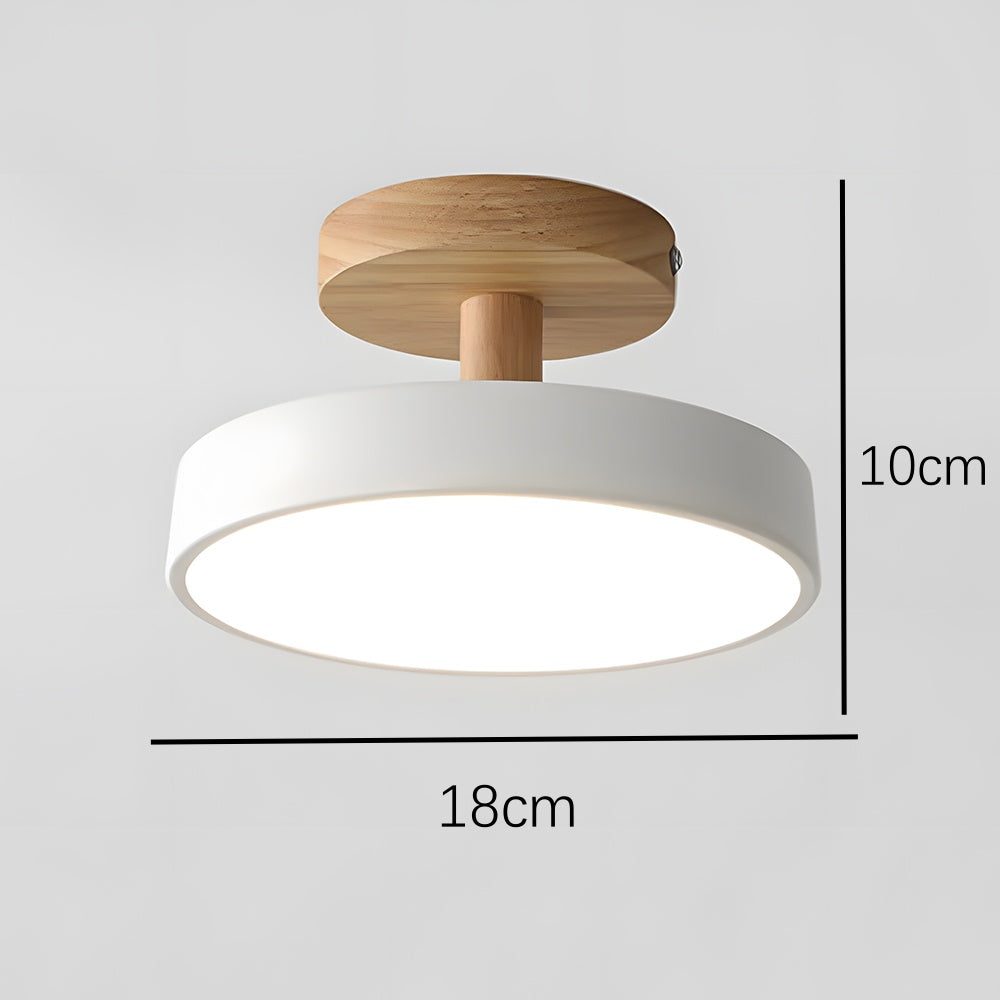 Skandynawska Lampa Sufitowa z Drewnianą Bazą – Subtelny Pastelowy Design