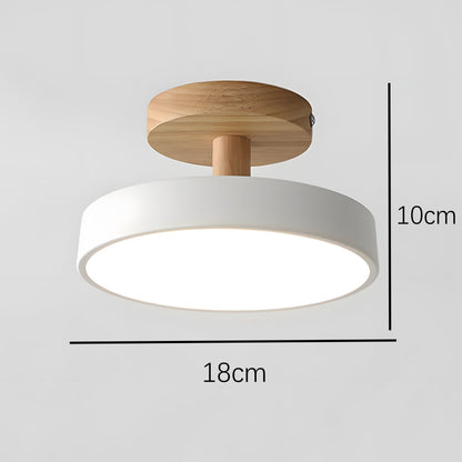 Skandynawska Lampa Sufitowa z Drewnianą Bazą – Subtelny Pastelowy Design