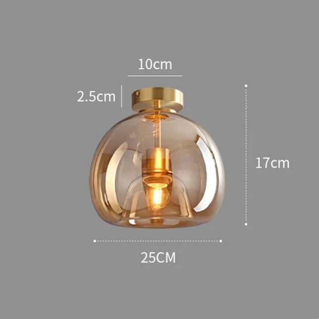 Stylowa Retro Miedziana Szklana Lampa Sufitowa