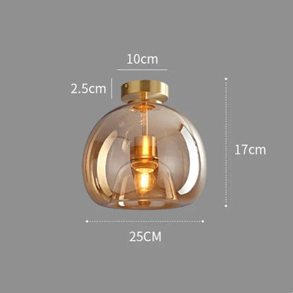 Stylowa Retro Miedziana Szklana Lampa Sufitowa