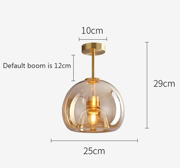 Stylowa Retro Miedziana Szklana Lampa Sufitowa