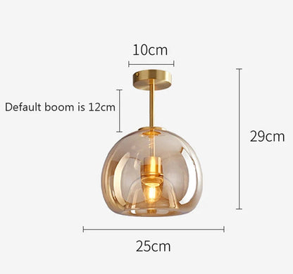 Stylowa Retro Miedziana Szklana Lampa Sufitowa