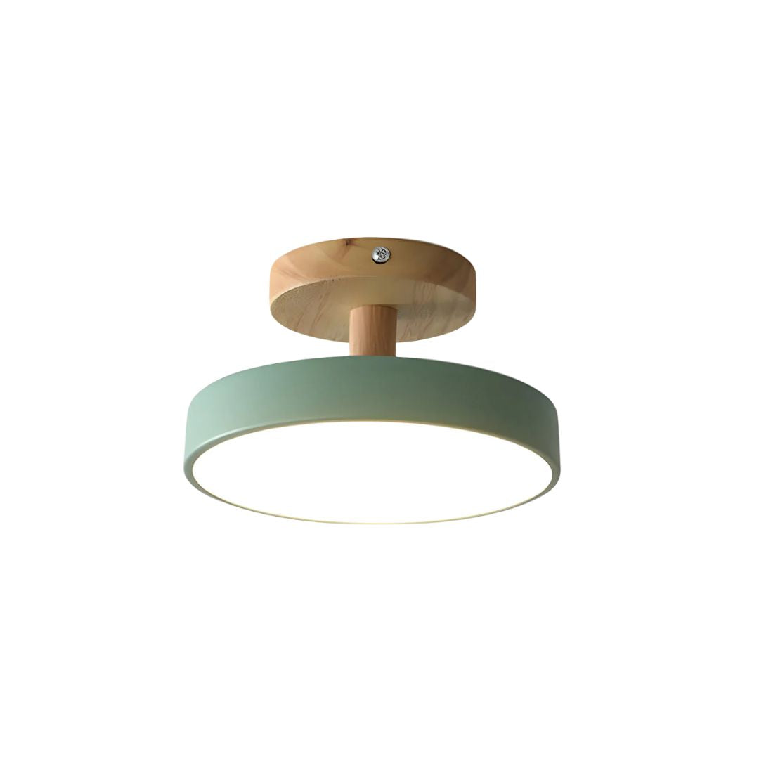 Skandynawska Lampa Sufitowa z Drewnianą Bazą – Subtelny Pastelowy Design