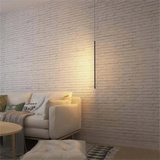 Minimalistyczna Czarna Lampa Wisząca Liniowa z Nowoczesnym Metalowym Designem i Oświetleniem LED