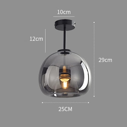 Stylowa Retro Miedziana Szklana Lampa Sufitowa