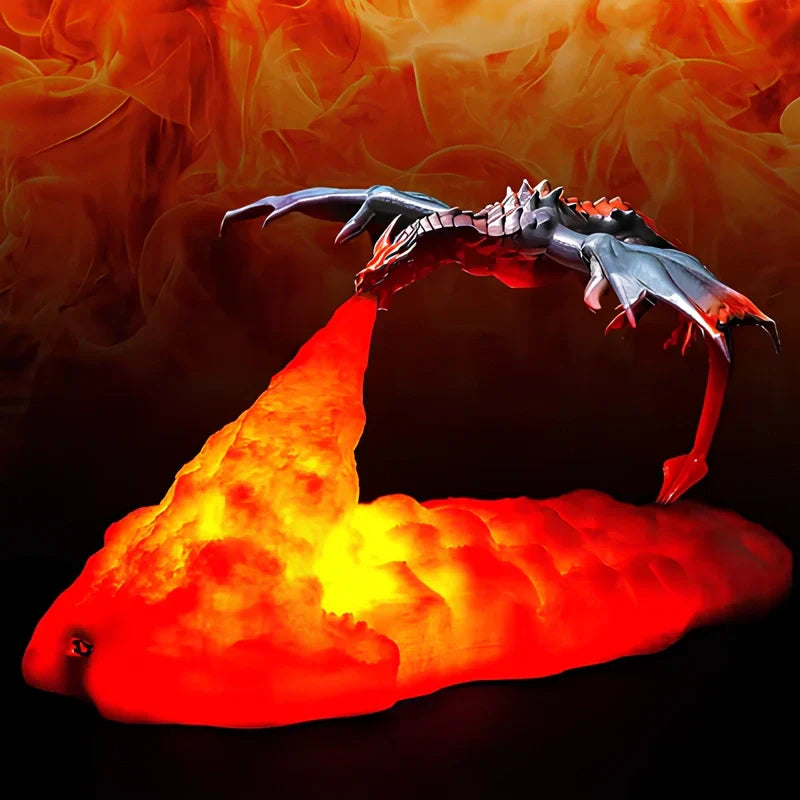 Dragon Light – Lampka Smok 3D z Nadrukiem, Ładowalna, z Efektem Ognistego Blasku