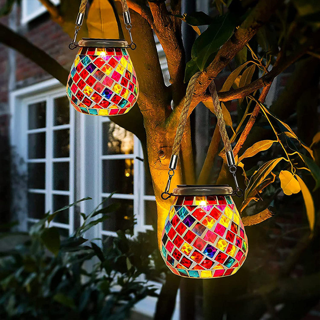 Ręcznie Wykonana Kolorowa Lampa Solarna Zewnętrzna – Witraż z Magiczną Grą Świateł dla Twojego Ogrodu