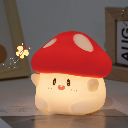 Spotty - Urocza lampka nocna Grzybek LED Squishy – miękka, przytulna dekoracja LED do pokoju dziecięcego