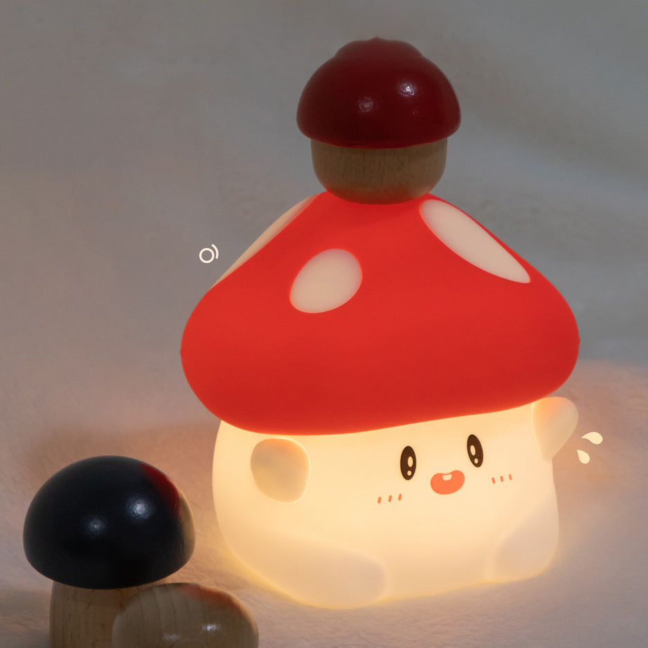Spotty - Urocza lampka nocna Grzybek LED Squishy – miękka, przytulna dekoracja LED do pokoju dziecięcego