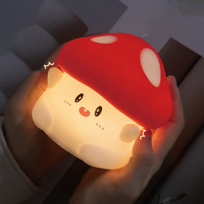 Spotty - Urocza lampka nocna Grzybek LED Squishy – miękka, przytulna dekoracja LED do pokoju dziecięcego