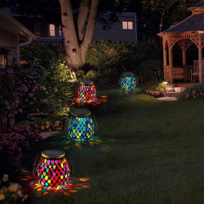 Ręcznie Wykonana Kolorowa Lampa Solarna Zewnętrzna – Witraż z Magiczną Grą Świateł dla Twojego Ogrodu