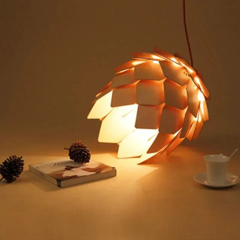 Elegant Oak Pendant Lamp — Adjustable Cable and Natural, Minimalist Design