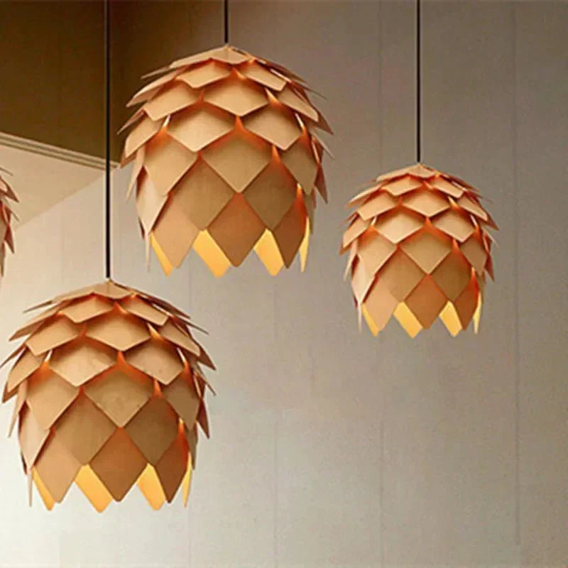 Elegant Oak Pendant Lamp — Adjustable Cable and Natural, Minimalist Design