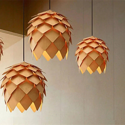 Elegant Oak Pendant Lamp — Adjustable Cable and Natural, Minimalist Design