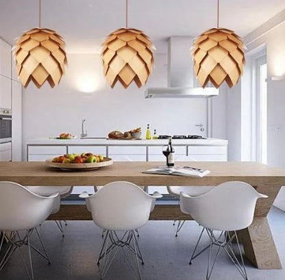 Elegant Oak Pendant Lamp — Adjustable Cable and Natural, Minimalist Design